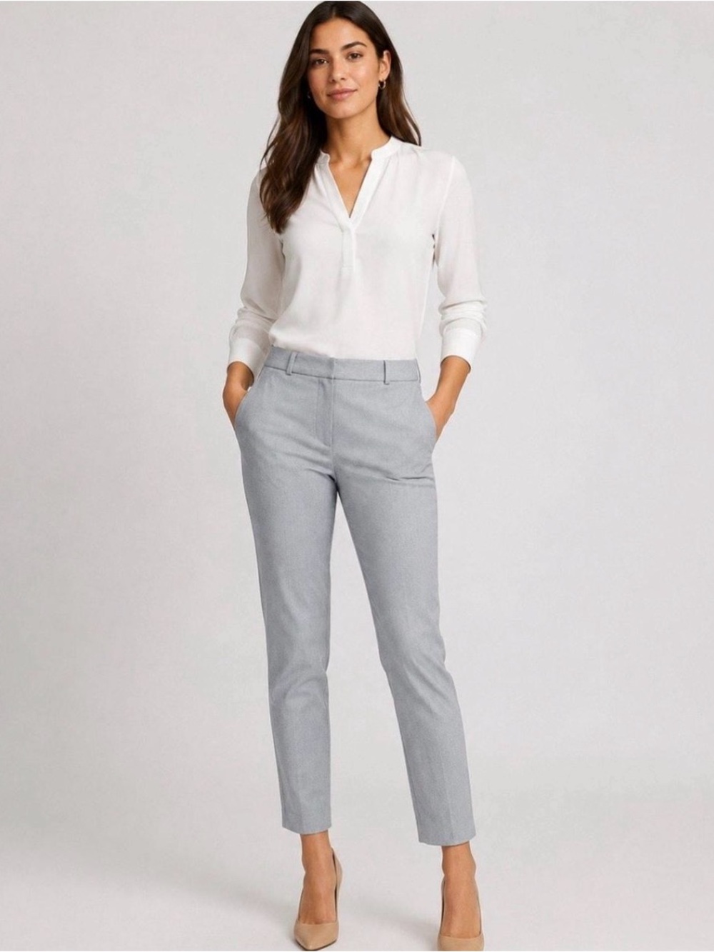 BNWT Tailored Light Gray Ankle Pants - Women's Professional Stretch Trousers